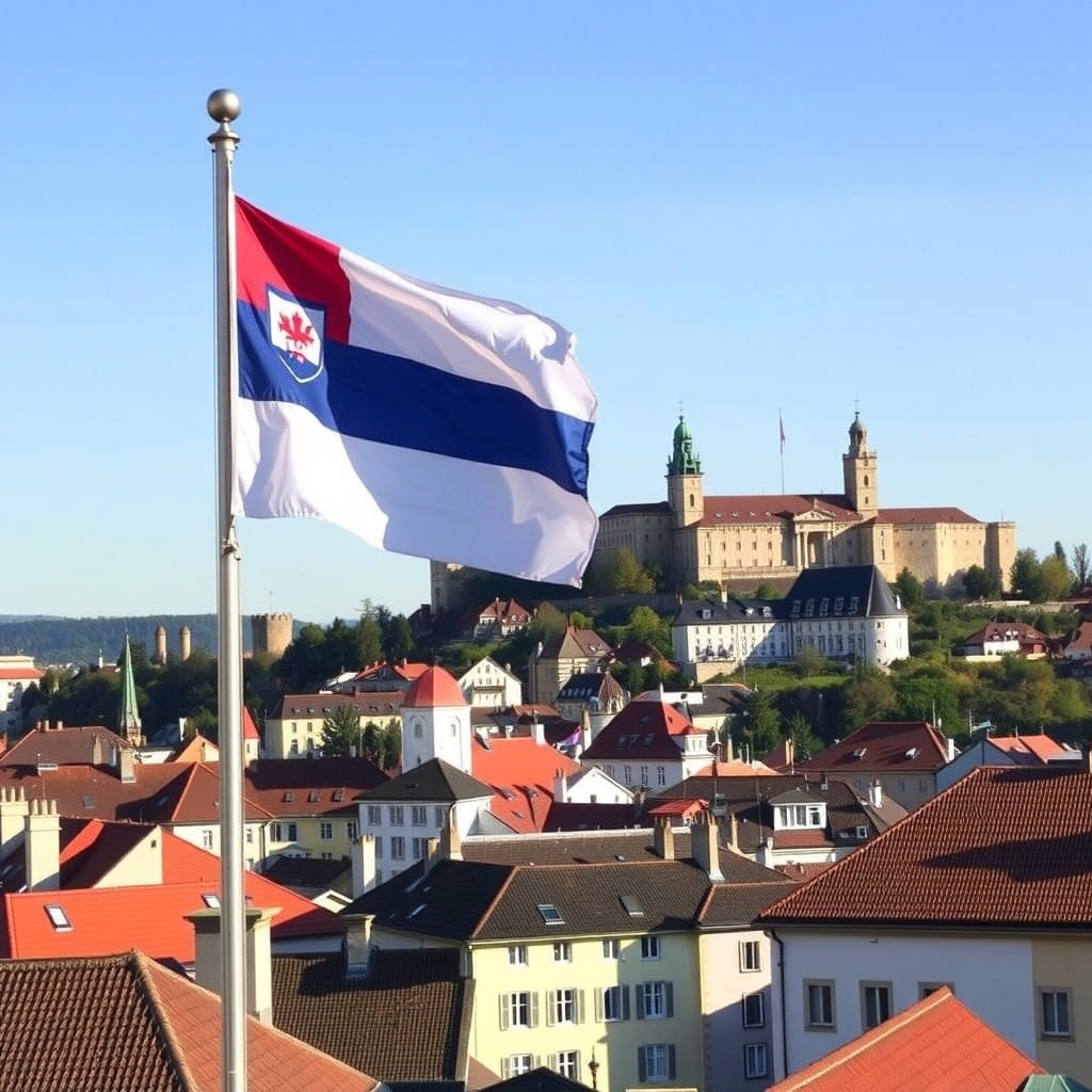 Slovenska zastava plapola nad Ljubljano